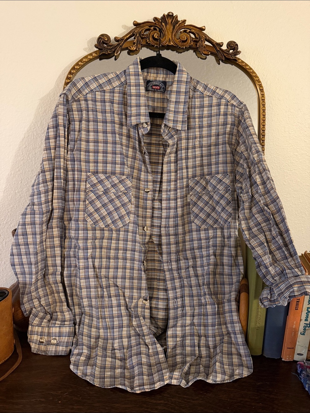 Men's Levi’s Plaid Button-Up Shirt - Blue & Beige